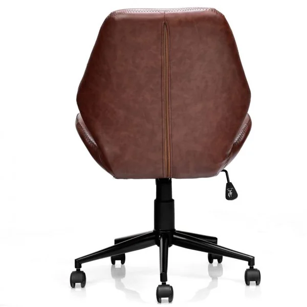 Chaise de Bureau en PU à 5 Roulettes Chaise Pivotante Réglable en Hauteur Charge Max.110KG Marron