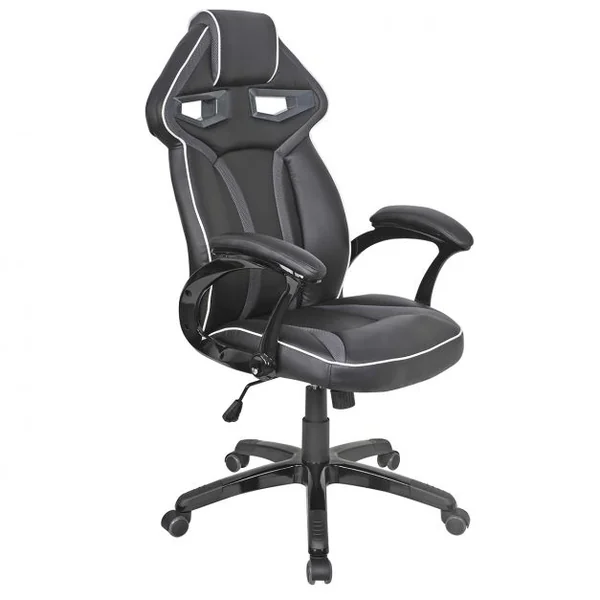 Chaise de bureau gaming Siège e-sport Chaise de bureau, baquet, pivotante, 120 kg max, 67x65x119-129 cm, Gris
