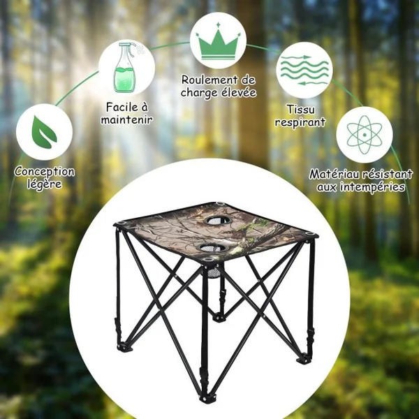 Chaise de Camping Pliable avec Poches Fait en Tissu Oxford et Fer Charge 102KG Chaise de Chasse