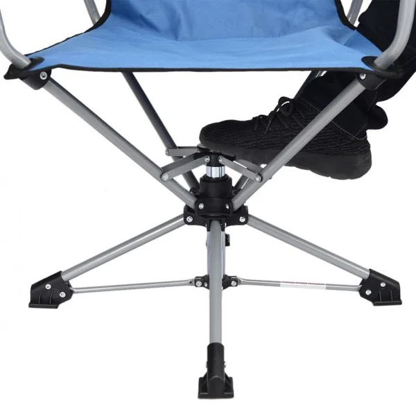 Chaise de Camping Pliante Pivotante Charge 136KG avec Accoudoirs Porte-gobelets Sac de Transport