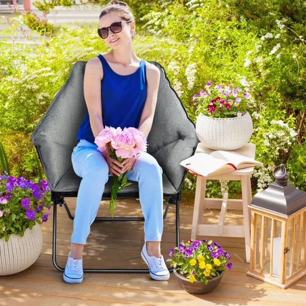 Chaise de Camping Pliante Rembourrée en Forme Hexagone en Tissu Oxford Charge 136KG
