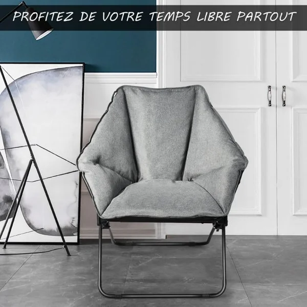 Chaise de Camping Pliante Rembourrée en Forme Hexagone en Tissu Oxford Charge 136KG