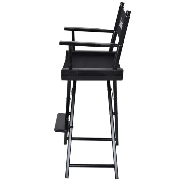 Chaise de producteur cinéma Chaise haute pliante Fauteuil portable, repose-pieds, capacité 100 kg, 56 x 48 x 116 cm, Noir