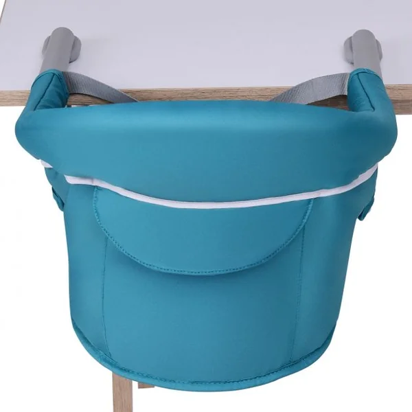 Chaise de Table Bébé +6 Mois Clip de Fixation Chaise Bébé à Accrocher Capacité 15kg en Tissu Fer 58,5x38x28,5cm Vert