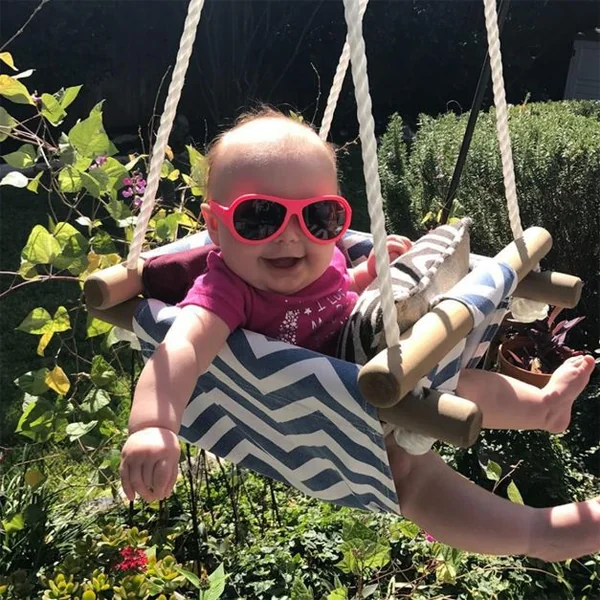 Chaise Hamac Suspendu en Toile pour Bébé 6-36 Mois avec 2 Coussins Charge 60KG Corde Réglable Bleu+Blanc