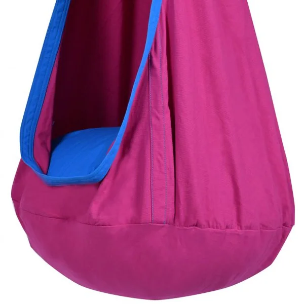 Chaise hamac suspendue Enfants +3 ans siège balançoire avec crochet mousqueton et coussin amovible intérieur/extérieur