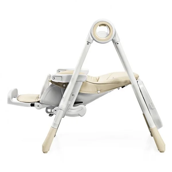 Chaise Haute 2 en 1 pour Bébé de 6-36 Mois Pliable Hauteur et Angle Réglables Capacité 20kg en Pp 56x72x100cm Beige