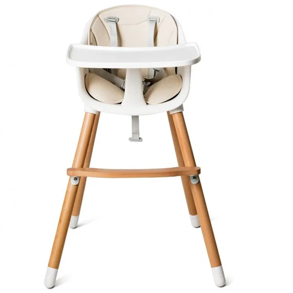 Chaise Haute Bébé Convertible 2 en 1 de 6 Mois à 3 Ans Capacité 15 Kg Hauteur Réglable Repose-pieds Plateau 57x57x83cm