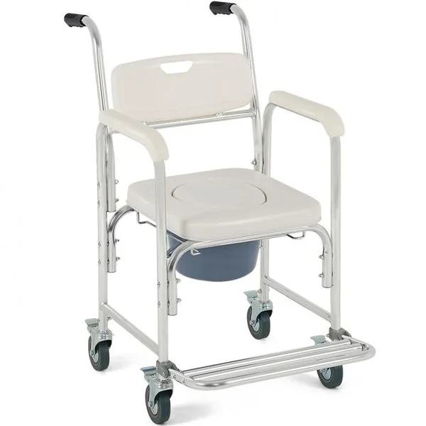 Chaise Percée à Roulettes Coussin Amovible Charge Max.135KG pour Handicapés Personnes Agés 55,9 x 83,8 x 94cm