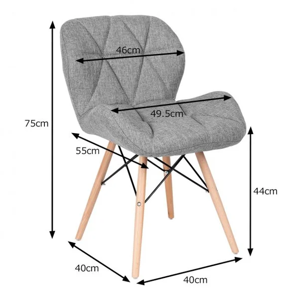 Chaise Salle à Manger Chaises de Cuisine Rembourrée Surface en Tissu Souple Pieds en Bois Gris clair