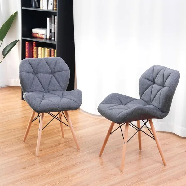 Chaise Salle à Manger Chaises de Cuisine Rembourrée Surface en Tissu Souple Pieds en Bois Gris foncé