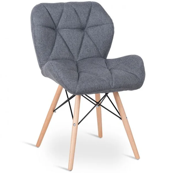 Chaise Salle à Manger Chaises de Cuisine Rembourrée Surface en Tissu Souple Pieds en Bois Gris foncé