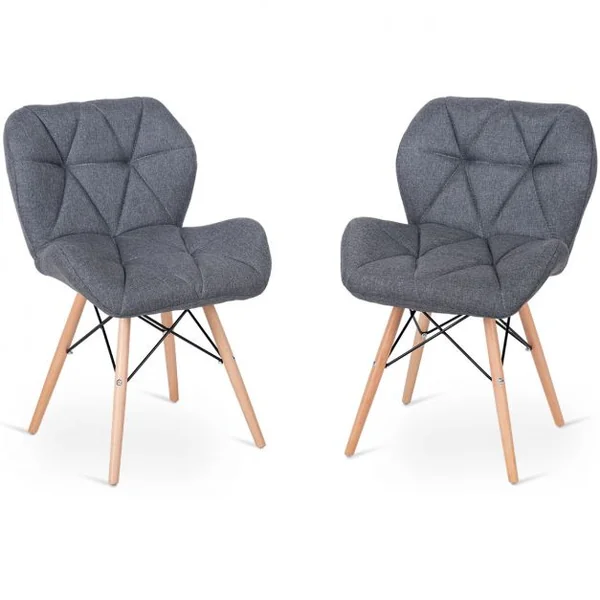 Chaise Salle à Manger Chaises de Cuisine Rembourrée Surface en Tissu Souple Pieds en Bois Gris foncé