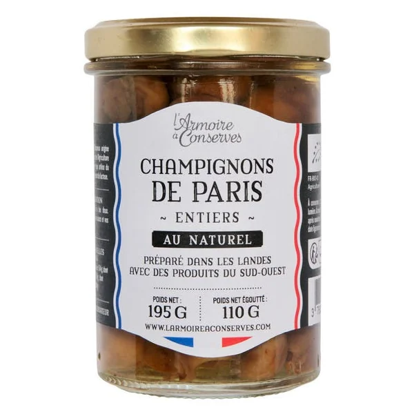Champignons de Paris entiers 110g net égoutté