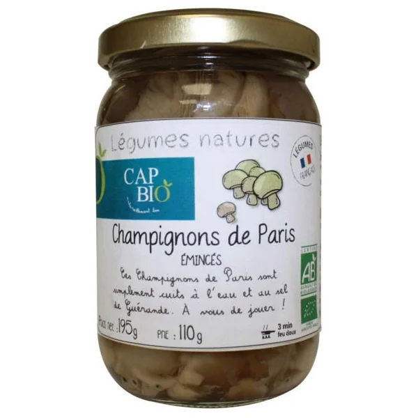 Champignons de Paris émincés 110g net égoutté