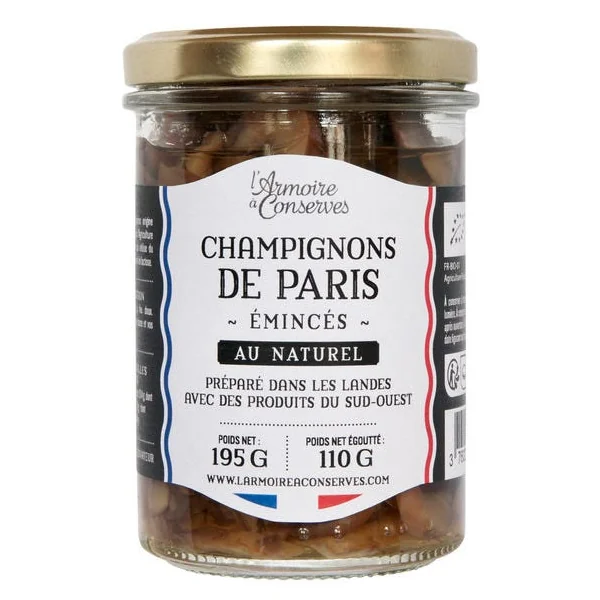 Champignons de Paris émincés 110g net égoutté