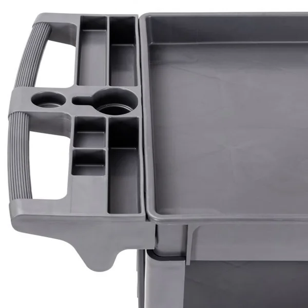 Chariot de Travail avec Grande Capacité de Rangement Chariot de Service à 2 Niveaux en Plastique, 118x64x84cm, Gris