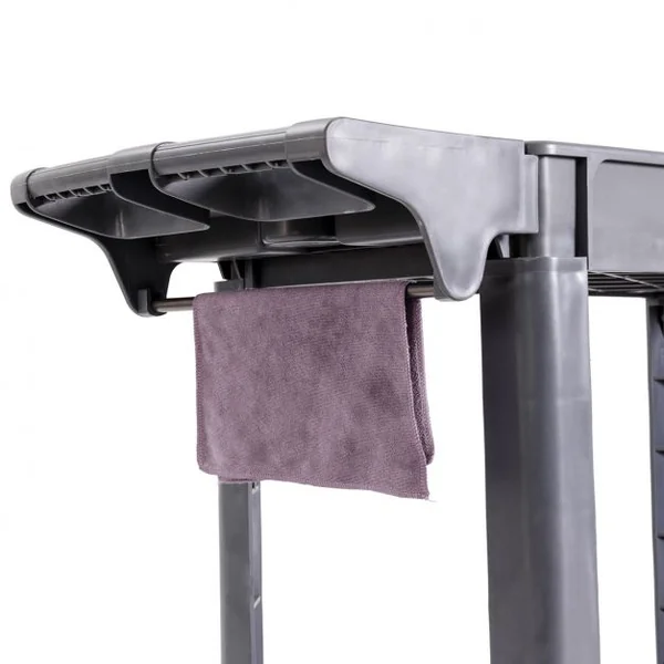 Chariot de Travail avec Grande Capacité de Rangement Chariot de Service à 2 Niveaux en Plastique, 118x64x84cm, Gris