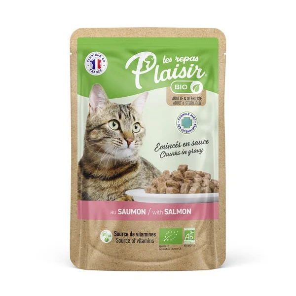 Chat Pochon émincé saumon en sauce 100g