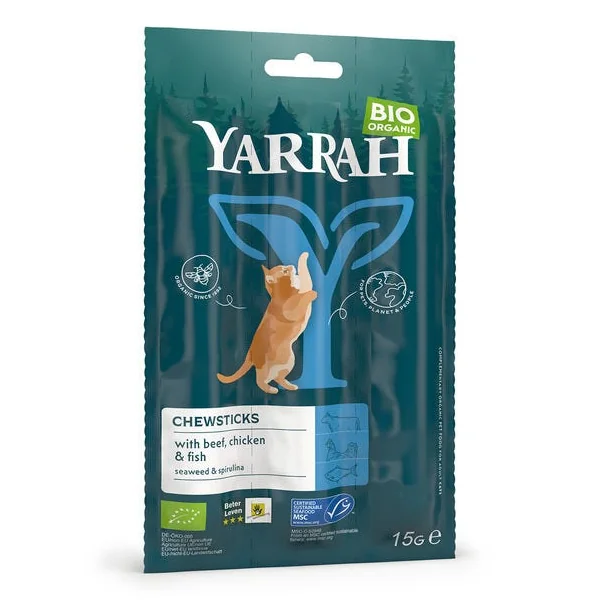 Chat snacks bâtonnets à mâcher au poisson (3) 15g