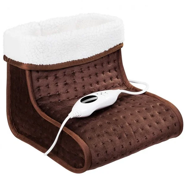 Chauffe-pieds électrique à 6 Niveaux de Température Chancelière Télécommande en Velours Tissu, 31x25x27cm, Brun