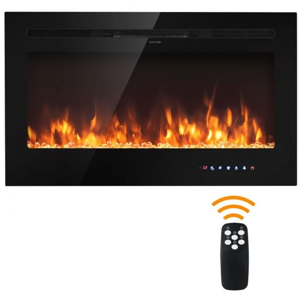 Cheminée Électrique Murale 900/1800W Télécommande Minuterie Écran Tactile 9 Couleurs de Flamme 915x14x54,5cm Noir