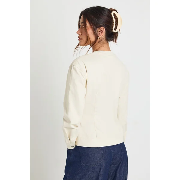 Chemise Cintrée En Sergé Sans Col
