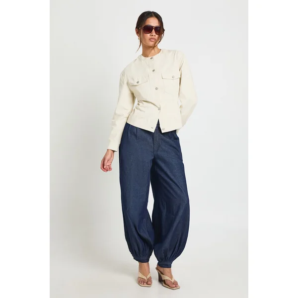 Chemise Cintrée En Sergé Sans Col