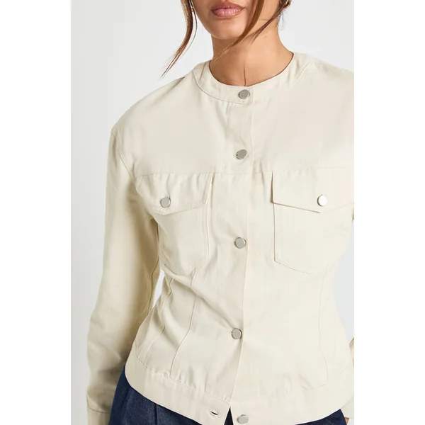 Chemise Cintrée En Sergé Sans Col