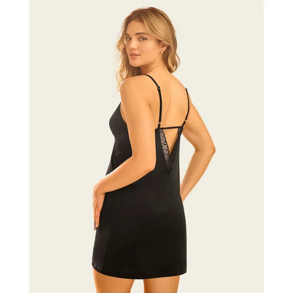 Chemise de nuit courte avec dentelle et dos échancré Leonisa by Serez