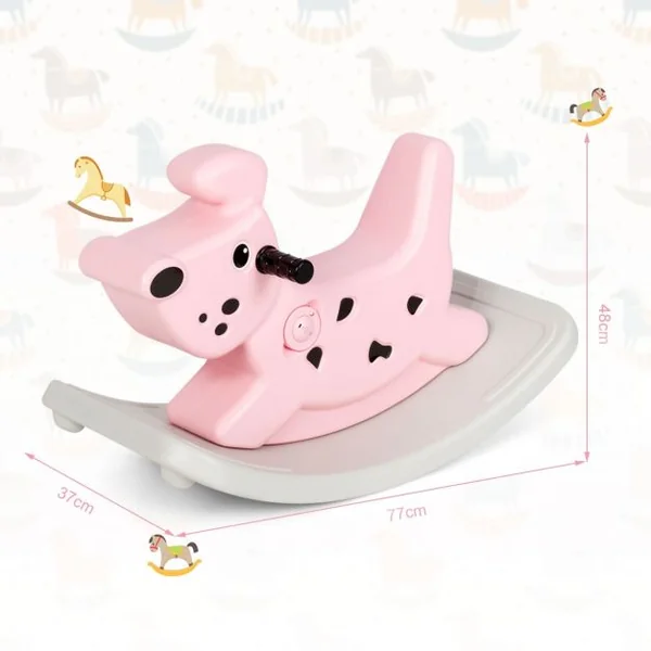 Cheval à Bascule avec Musique et Lumières pour Enfants de 6 Mois Jouet à Bascule Extérieur/Intérieur 77x37x48cm Rose