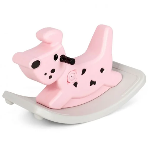 Cheval à Bascule avec Musique et Lumières pour Enfants de 6 Mois Jouet à Bascule Extérieur/Intérieur 77x37x48cm Rose
