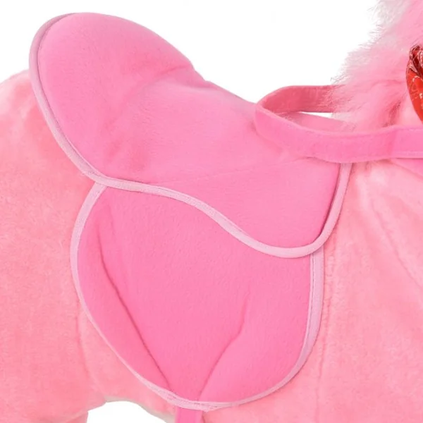 Cheval à bascule en peluche vintage pour enfants Jouet à bascule avec effets sonores, Capacité 40 kg, 74x33x62cm, Rose