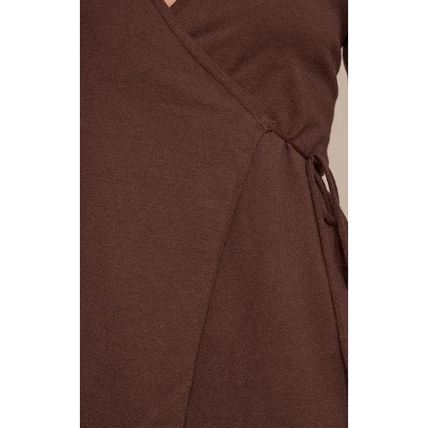 Chocolat Cardigan Long Style Cache-cœur En Maille Fine