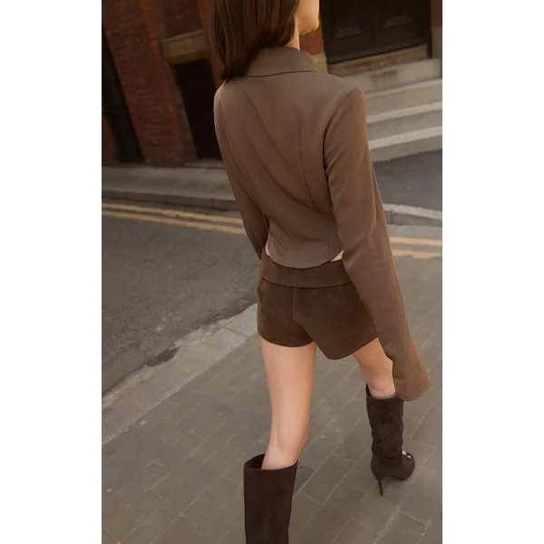 Chocolat Chemise Courte À Détail Noué