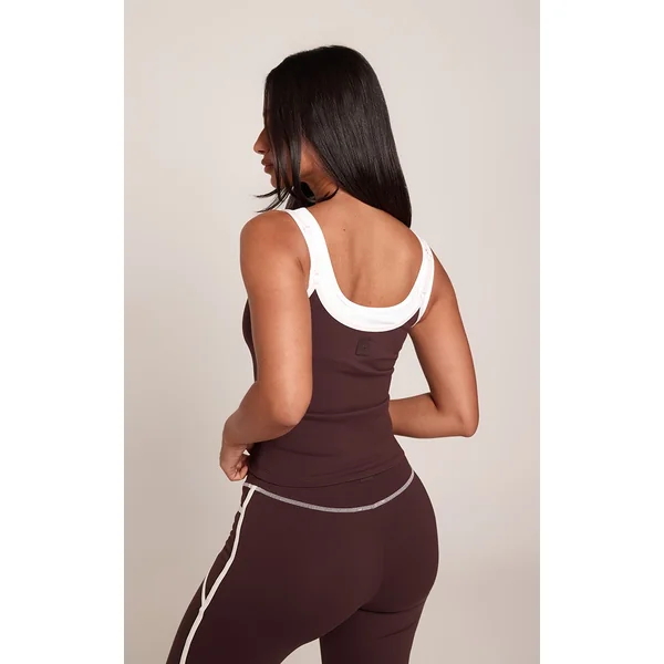 Chocolat Débardeur De Sport Petite Plt À Double Couche Contrastante
