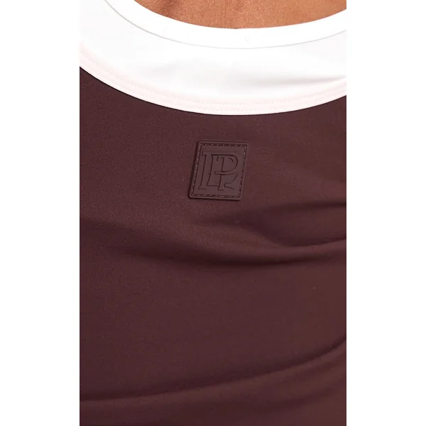 Chocolat Débardeur De Sport Petite Plt À Double Couche Contrastante