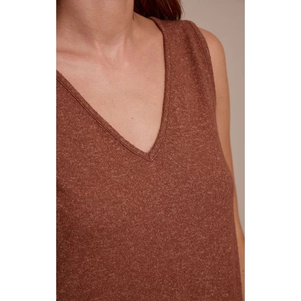 Chocolat Débardeur Gilet Ample En Maille Douce À Col En V
