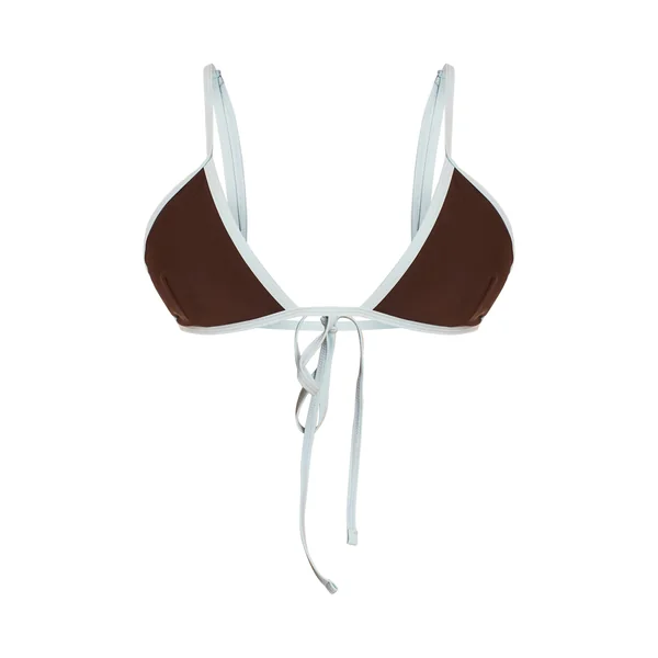 Chocolat Haut De Bikini Triangle Chocolat Avec Bordure Contrastante