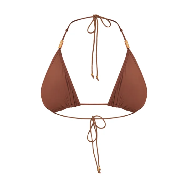 Chocolat Haut De Bikini Triangle À Perles Dorées Shape