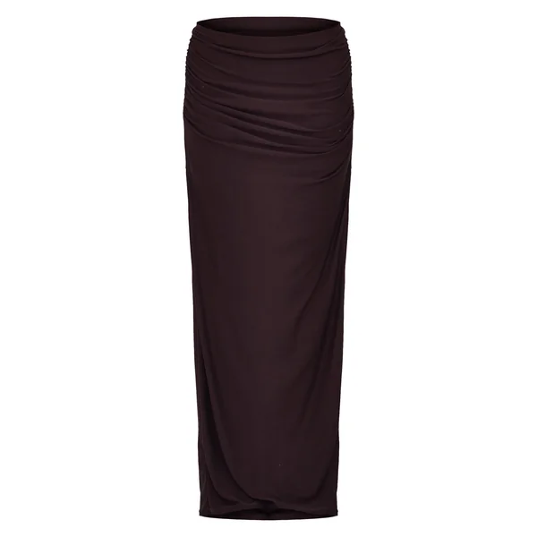 Chocolat Jupe Longue Froncée En Tissu Doux Au Toucher