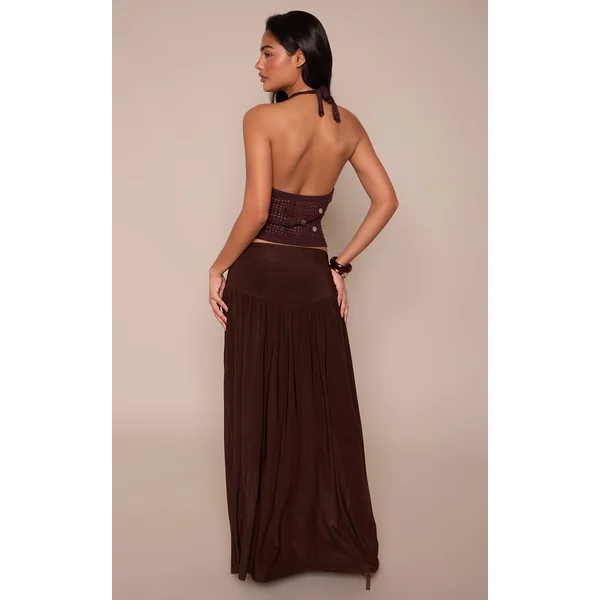 Chocolat Jupe Longue Taille Basse