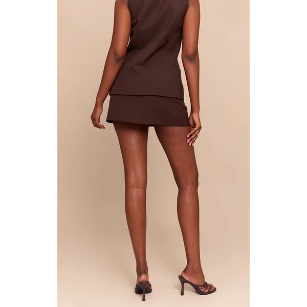 Chocolat Jupe Mini Taille Mi-haute Tissée Ajustée