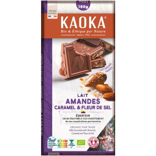 Chocolat lait amande fleur de sel 40% 180g