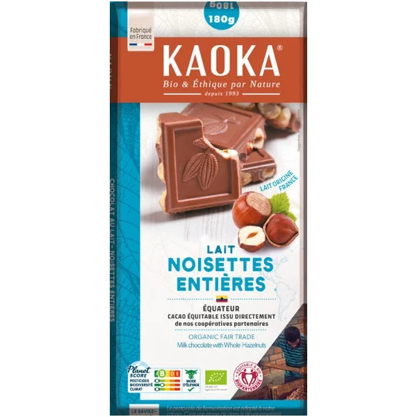 Chocolat lait noisette 40% 180g