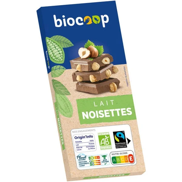 Chocolat lait noisette 41% 180g