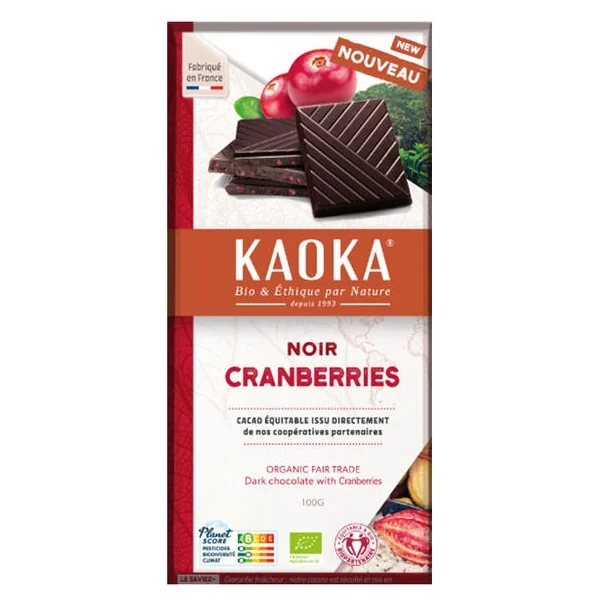 Chocolat noir cranberries 100g
