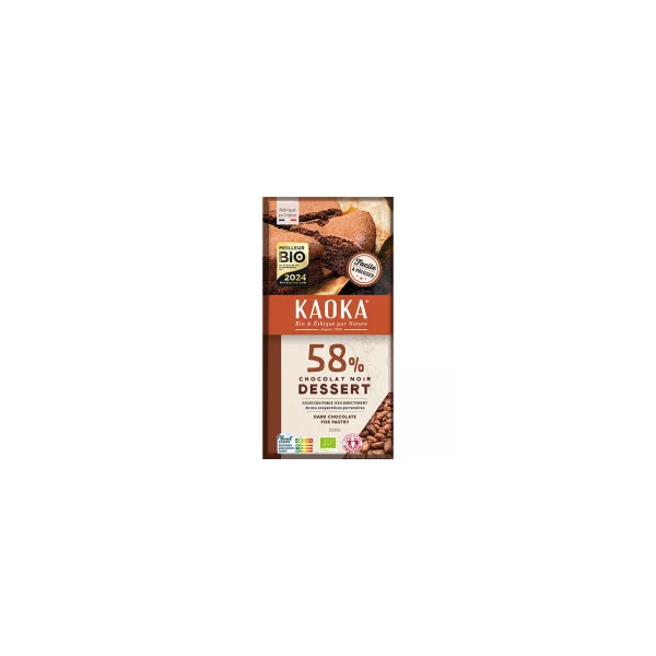 Chocolat noir dessert bio 58% - Pâtissier - 200g