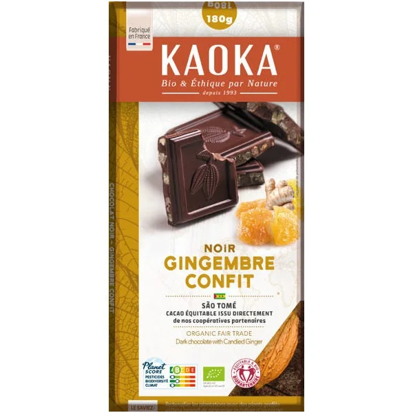 Chocolat noir gingembre 66% 180g