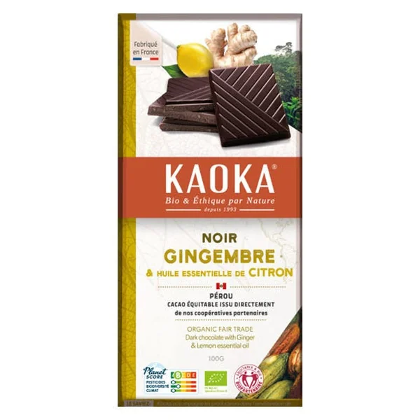 Chocolat noir gingembre citron 100g